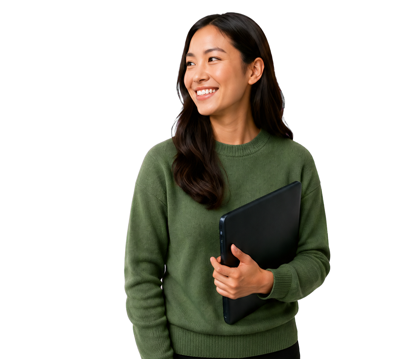 Smiling professional holding a folder