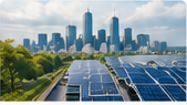 City skyline and green infrastructure.